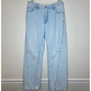 Good American Jeans 90s Straight Leg Sz 8/29 29X30‎ Distressed Drawstring Grunge